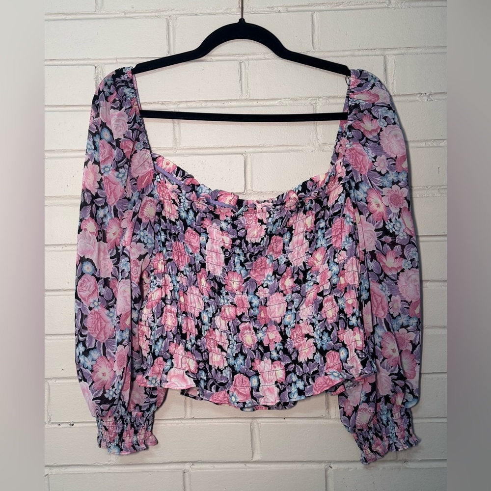H&M Floral Pink and Blue Women's Top
